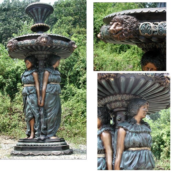 Three Sisters Tiered Bronze Estate Fountain